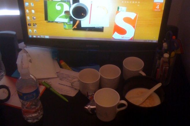 Crystal’s messy workspace